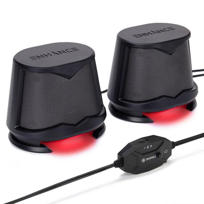 ENHANCE SB2 LED Gaming Computer Speakers Red (GameStop)