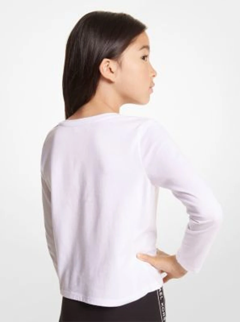 Sequined Logo Cotton T-Shirt