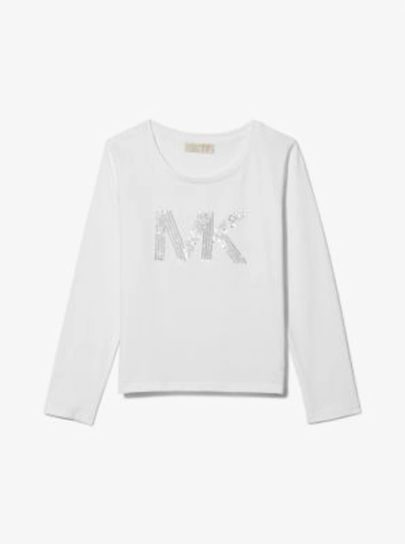 Sequined Logo Cotton T-Shirt