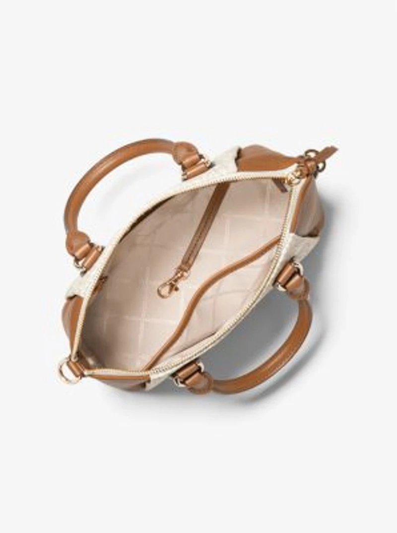 Sienna Medium Logo and Leather Messenger Bag