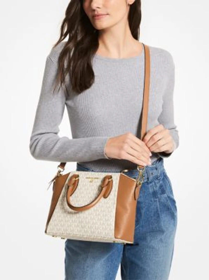 Sienna Medium Logo and Leather Messenger Bag