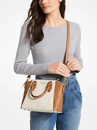 Sienna Medium Logo and Leather Messenger Bag