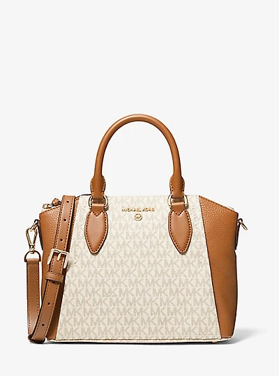 Sac messager Sienna de taille moyenne en toile à logo et en cuir