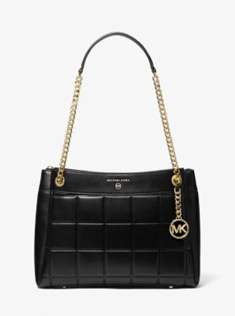 Sac à épaule Susan de taille moyenne en cuir matelassé