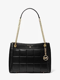 Sac à épaule Susan de taille moyenne en cuir matelassé