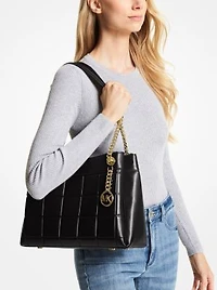 Sac à épaule Susan de taille moyenne en cuir matelassé