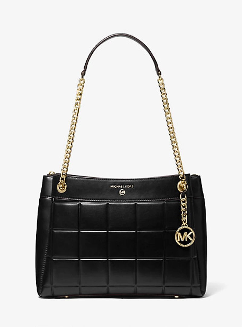 Sac à épaule Susan de taille moyenne en cuir matelassé