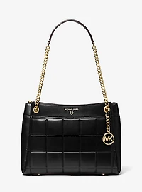 Sac à épaule Susan de taille moyenne en cuir matelassé