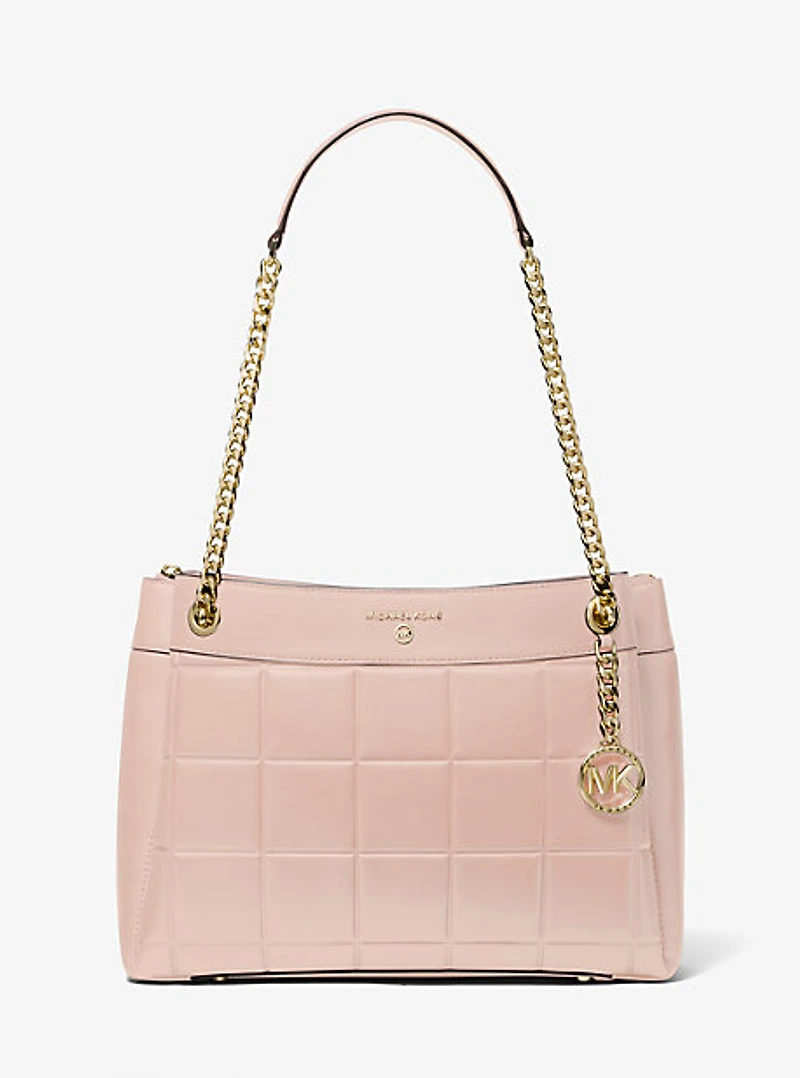 Sac à épaule Susan de taille moyenne en cuir matelassé