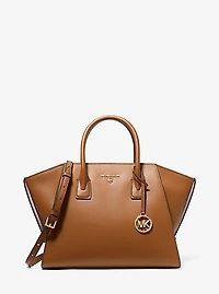 Avril Large Leather Top-Zip Satchel