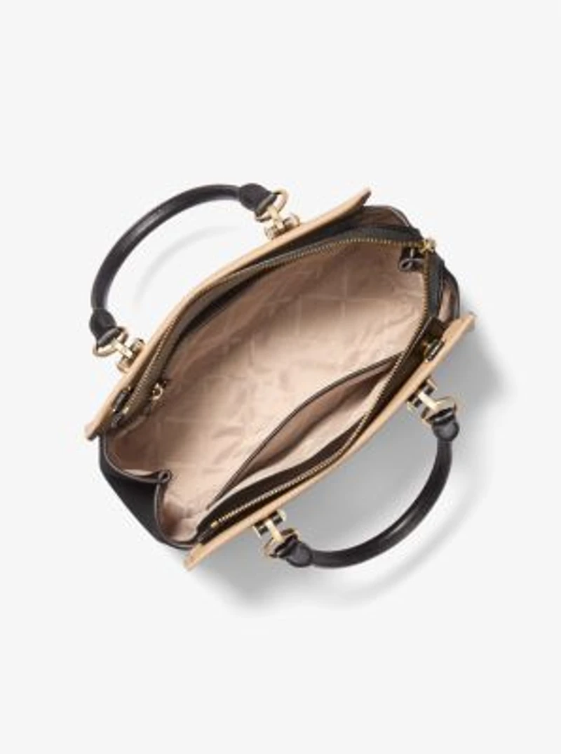 Marilyn Medium Two-Tone Saffiano Leather Satchel