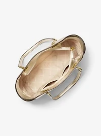 Sac fourre-tout Jacquelyn de taille moyenne en cuir grainé métallisé