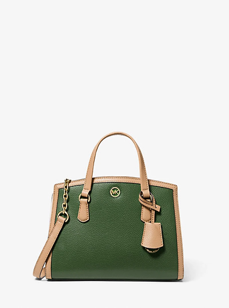 Chantal Small Two-Tone Pebbled Leather Messenger Bag