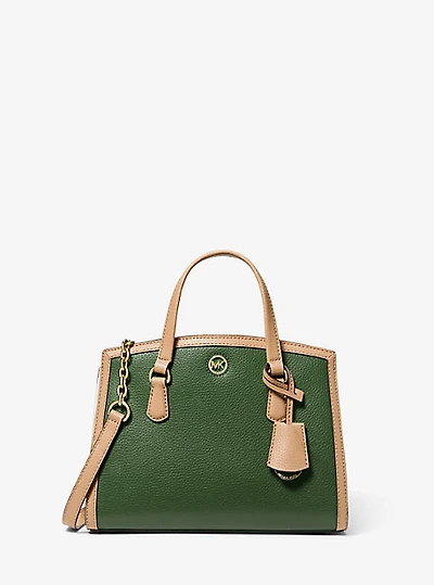 Chantal Small Two-Tone Pebbled Leather Messenger Bag