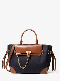 Hamilton Legacy Large Denim and Leather Belted Satchel