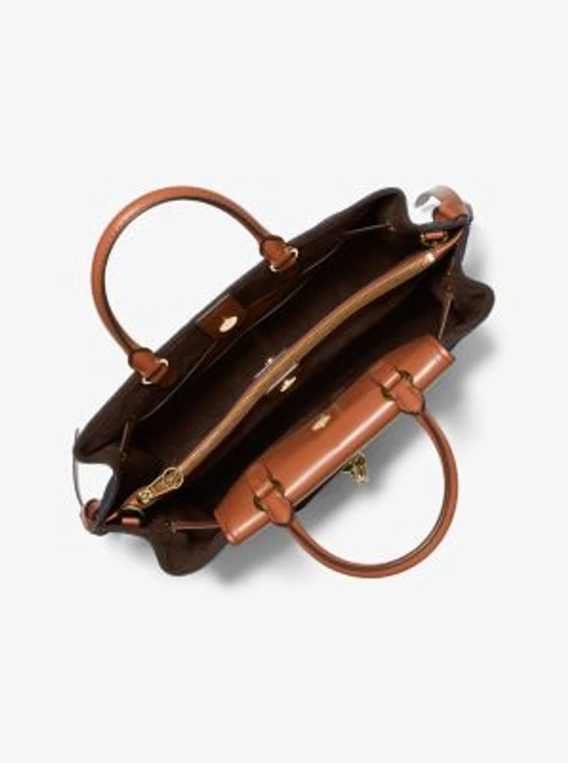 Grand sac à main Hamilton Legacy en denim et en cuir à ceinture