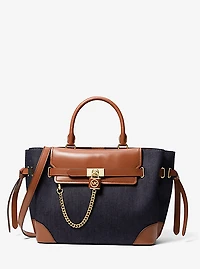 Hamilton Legacy Large Denim and Leather Belted Satchel