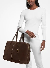 Astor Extra-Large Studded Suede Weekender Bag