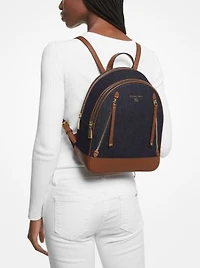 Sac à dos Brooklyn de taille moyenne en denim et en cuir