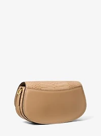 Mila Medium Crocodile Embossed Leather Messenger Bag