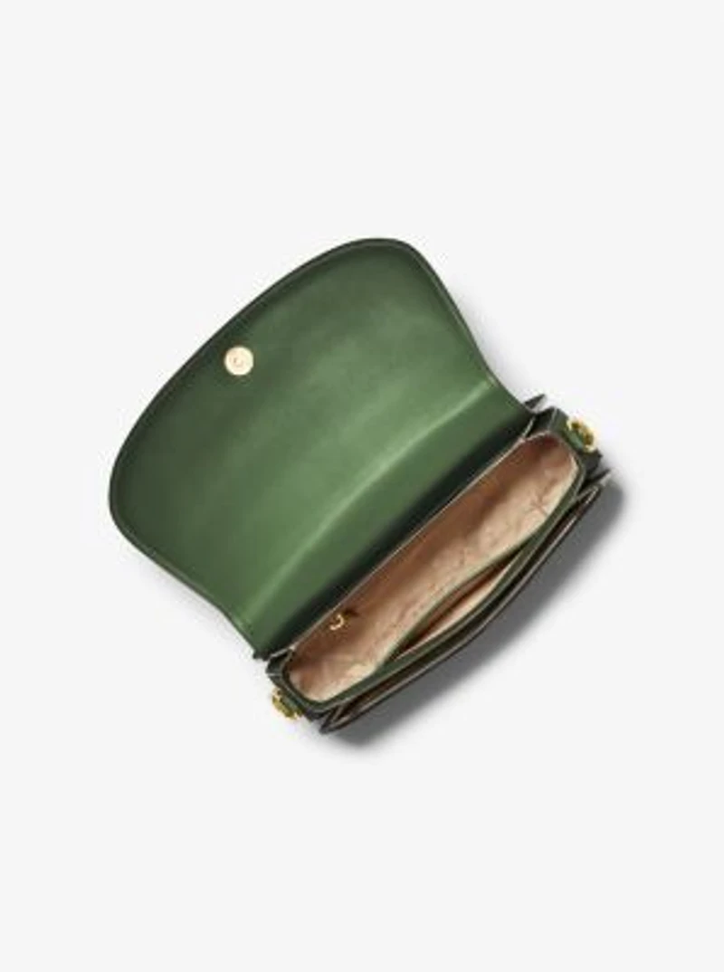 Mila Medium Crocodile Embossed Leather Messenger Bag