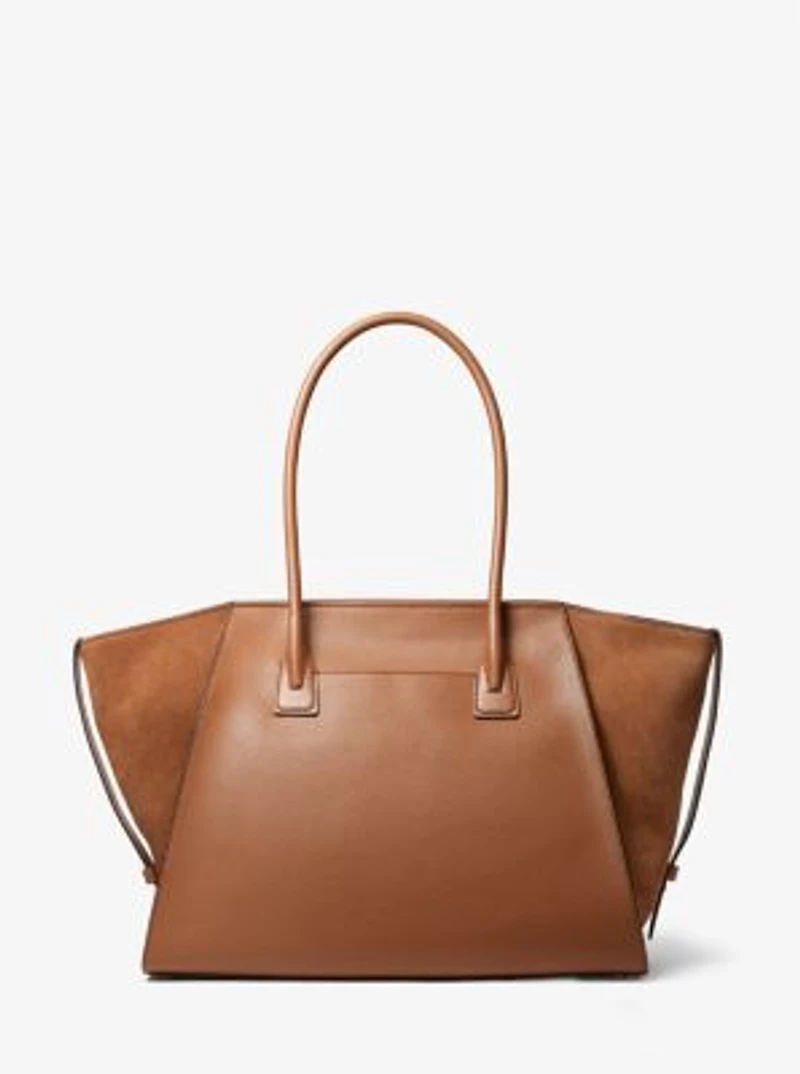 Très grand sac fourre-tout Avril en cuir à fermeture éclair sur le dessus