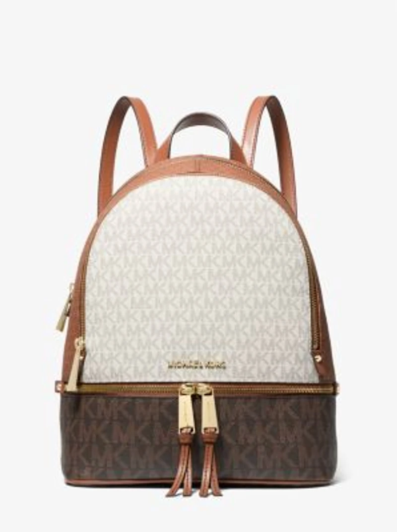 Rhea Medium Color-Block Logo Backpack