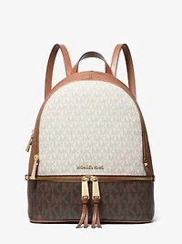 Rhea Medium Color-Block Logo Backpack