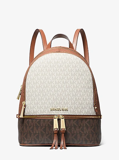 Rhea Medium Color-Block Logo Backpack