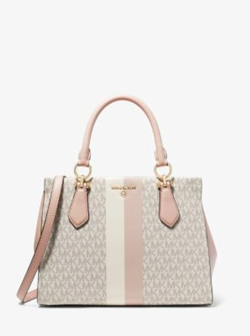 Marilyn Medium Logo Stripe Satchel