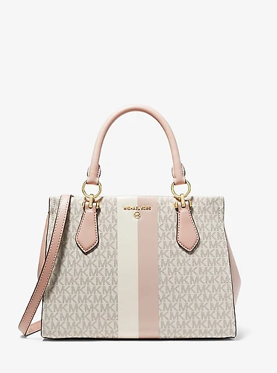 Sac à main Marilyn de taille moyenne à rayures et à logo