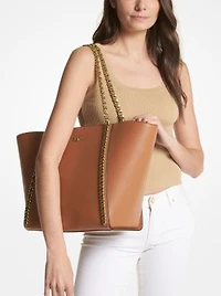 Westley Large Pebbled Leather Chain-Link Tote Bag