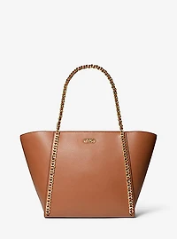 Westley Large Pebbled Leather Chain-Link Tote Bag