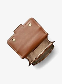 Heather Large Studded Crocodile Embossed Leather Shoulder Bag