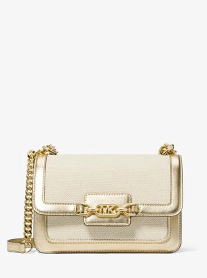 Grand sac à épaule Heather en toile et en faux cuir métallisé