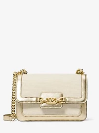 Grand sac à épaule Heather en toile et en faux cuir métallisé