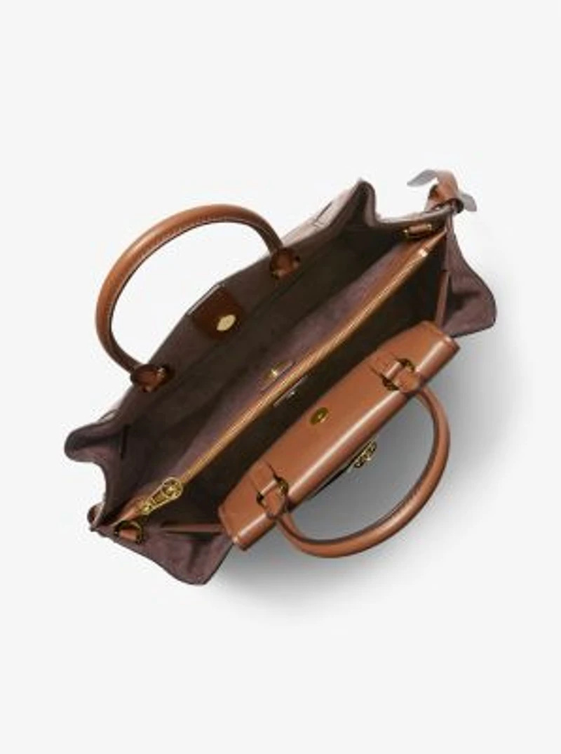Hamilton Legacy Large Woven Leather Belted Satchel