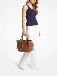 Hamilton Legacy Large Woven Leather Belted Satchel