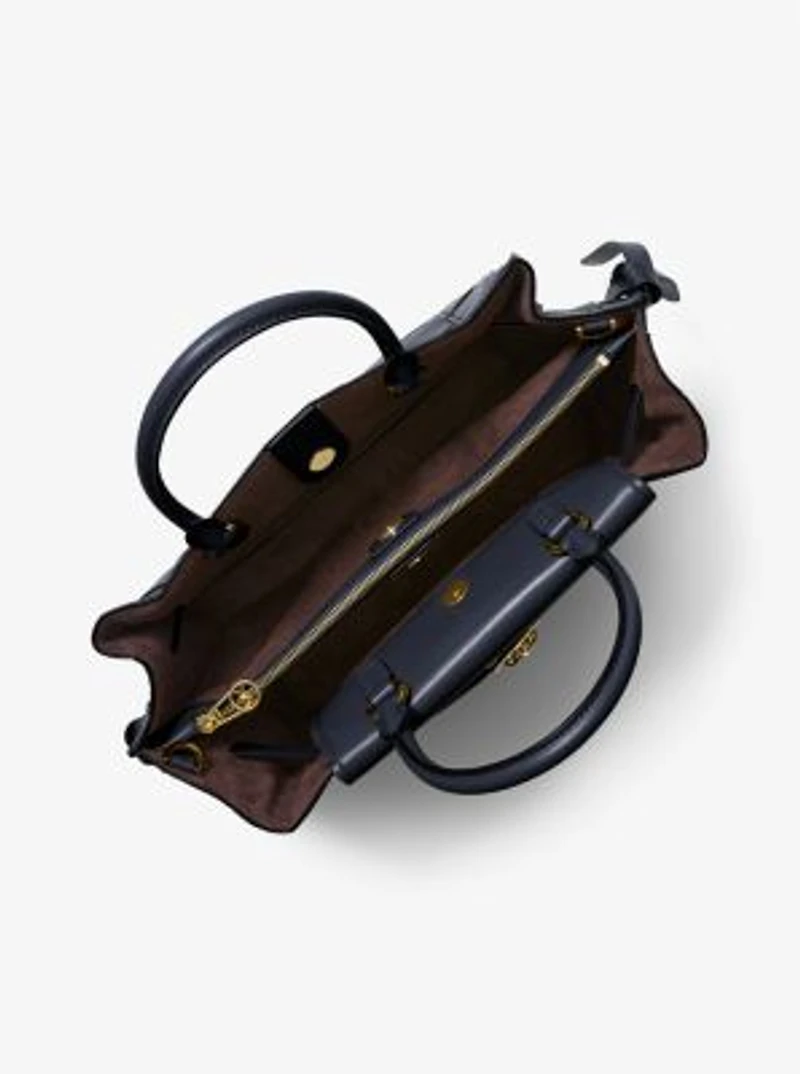 Hamilton Legacy Large Woven Leather Belted Satchel