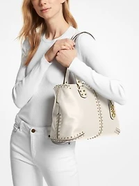 Astor Large Studded Leather Tote Bag