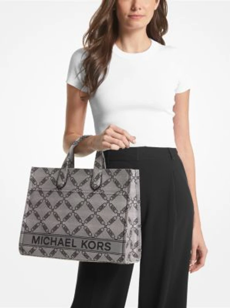 Grand sac fourre-tout Gigi en jacquard à logo empire