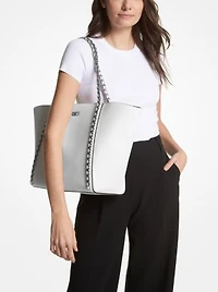 Westley Large Pebbled Leather Chain-Link Tote Bag