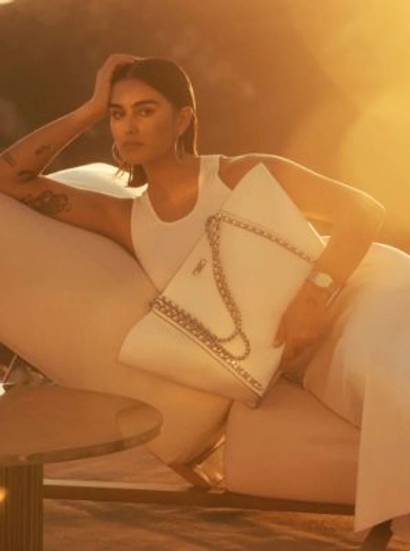 Westley Large Pebbled Leather Chain-Link Tote Bag