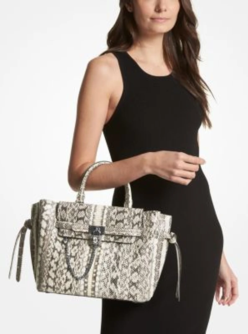 Grand sac à main Hamilton Legacy en peau de serpent à ceinture