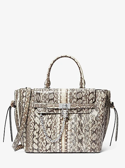 Hamilton Legacy Large Snakeskin Belted Satchel