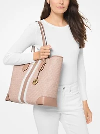 Grand sac fourre-tout Eva à logo et à rayures