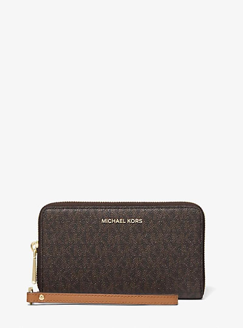 Grande pochette-bracelet en cuir et à logo