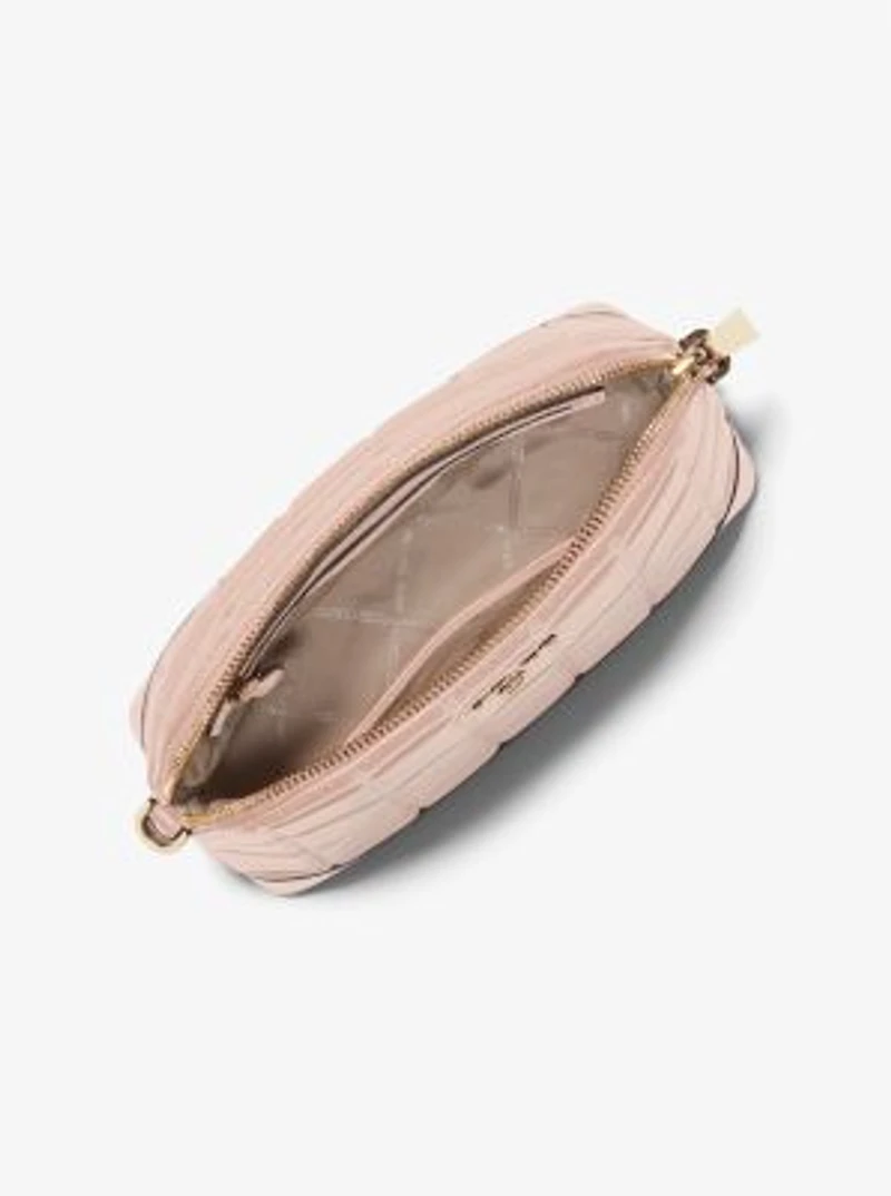 Grand sac à bandoulière arrondi en cuir matelassé