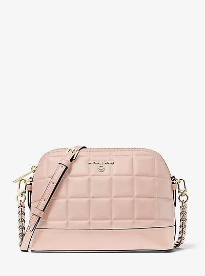 Grand sac à bandoulière arrondi en cuir matelassé
