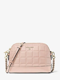 Grand sac à bandoulière arrondi en cuir matelassé
